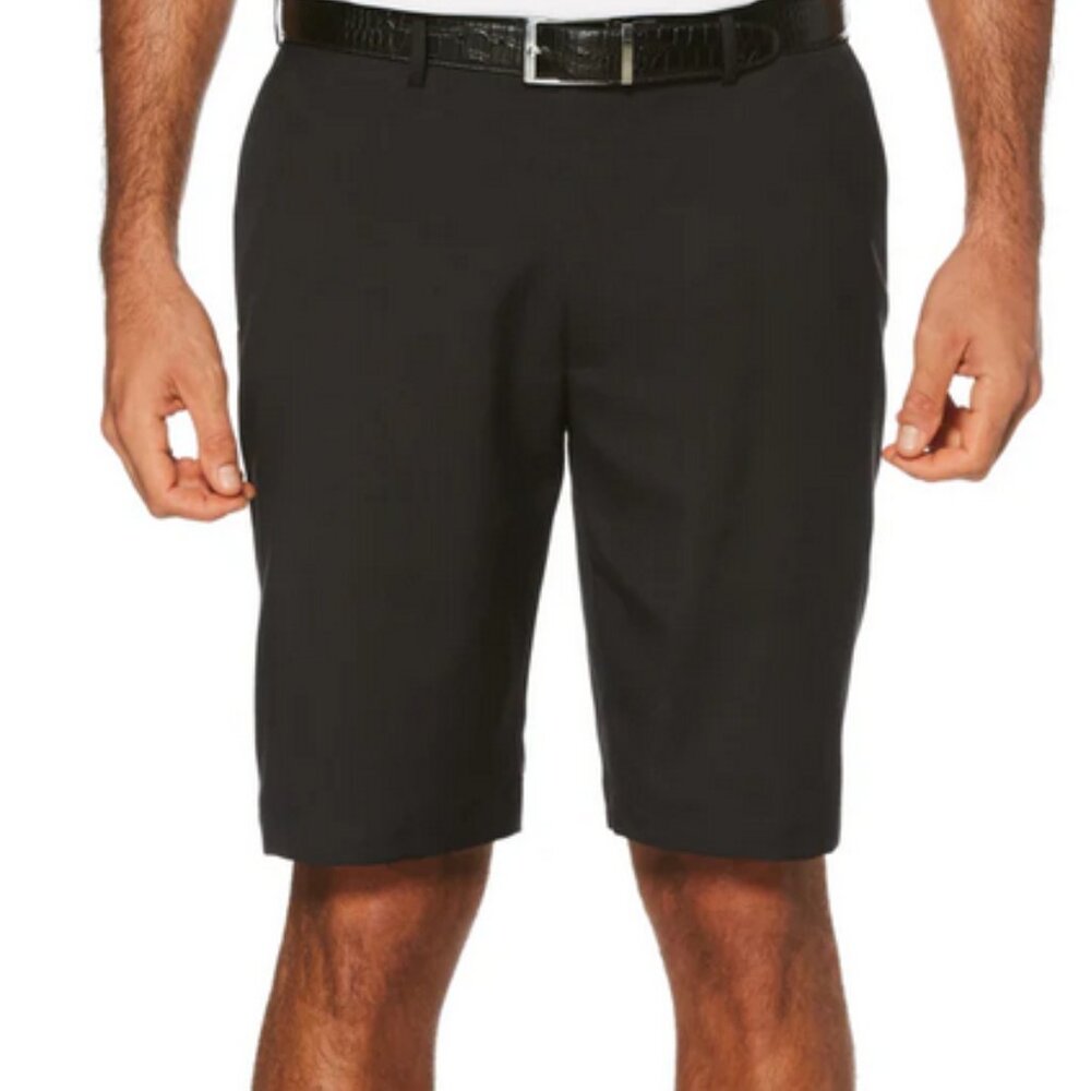 PGA TOUR Apparel Mens Flat Front Expandable Waistband Black Golf Short 36" waist